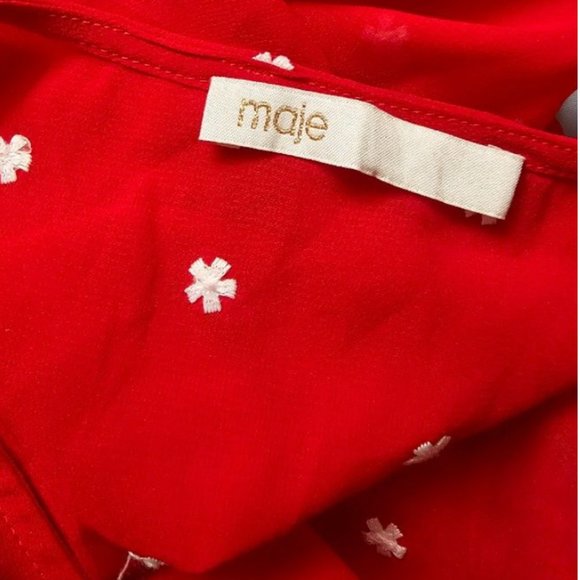 Maje bohemian romantic Crepe Dress Rouge 36 - Picture 3 of 5